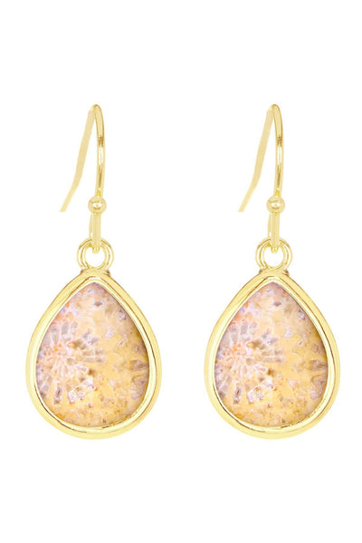 Lily Fossil Teardrop Earrings - GF