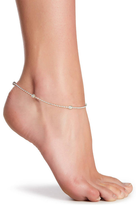 Silver Plated 1mm Bead Chain Anklet - SP