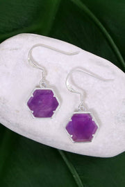 Amethyst Hexagon Drop Earrings - SF