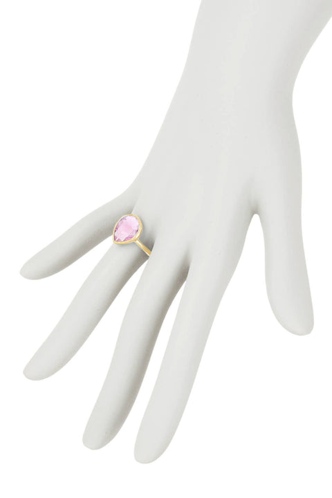 Pink Crystal Teardrop Ring - GF