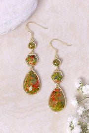 Unakite Statement Earrings - GF