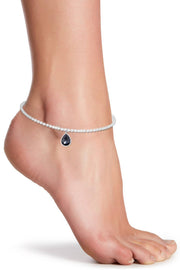 Hematite Pear Charm Beaded Anklet - SF