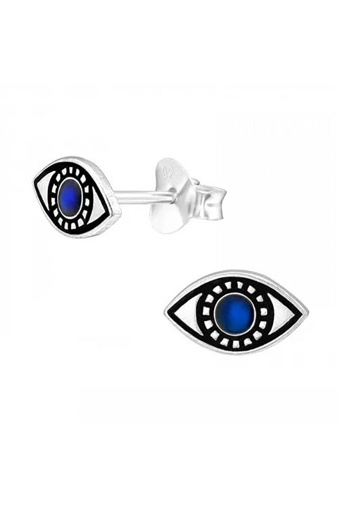 Sterling Silver Evil Eye Mood Ear Studs - SS