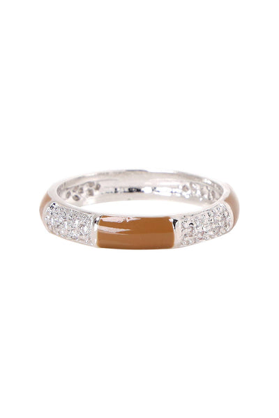 Enamel & Micro Pave CZ Band Ring - SF