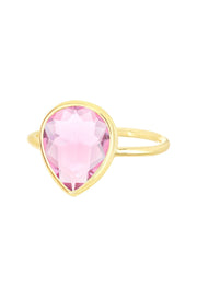 Pink Crystal Teardrop Ring - GF