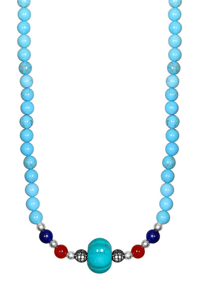 Turquoise & Silver Plated Necklace - SF