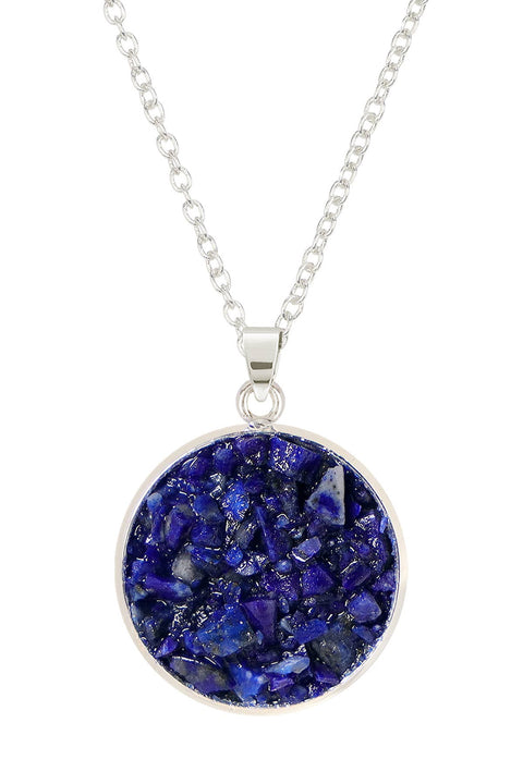 Lapis Round Shaped Pendant Necklace - SF