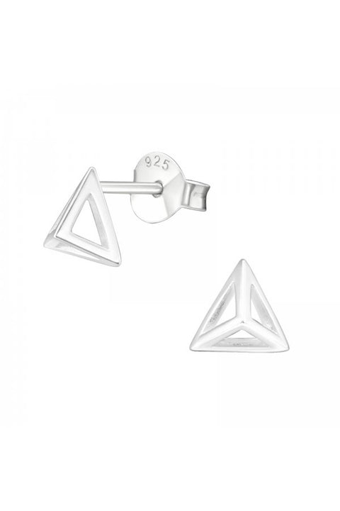 Sterling Silver Pyramid Ear Studs - SS