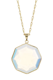 Moonstone Crystal Octagon Pendant Necklace - GF