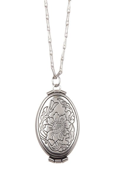 Silvertone Picture Frame Locket Pendant Necklace - SF