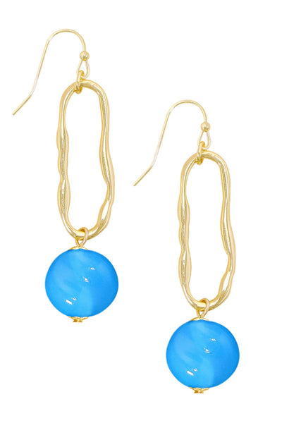 Blue Murano Glass & Freeform Hoop Drop Earrings - GF