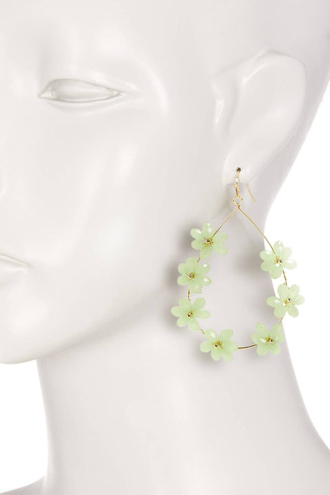 Green Austrian Crystal Flower Bloom Statement Earrings - GF