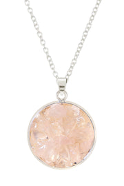 Rose Quartz Round Shaped Pendant Necklace - SF