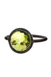 Peridot Crystal Ring In Gunmetal - SF