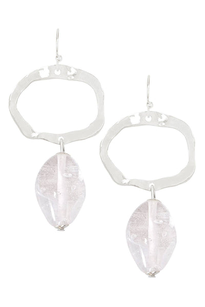 Clear Murano Glass & Freeform Drop Earrings - SF