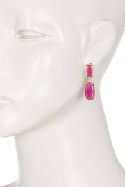 Pink Cat's Eye Hanging Post Earrings - GF