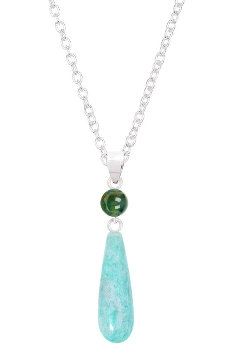 Amazonite & Moss Agate Pendant Necklace - SF