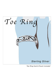 Sterling Silver Patterned Adjustable Toe Ring - SS