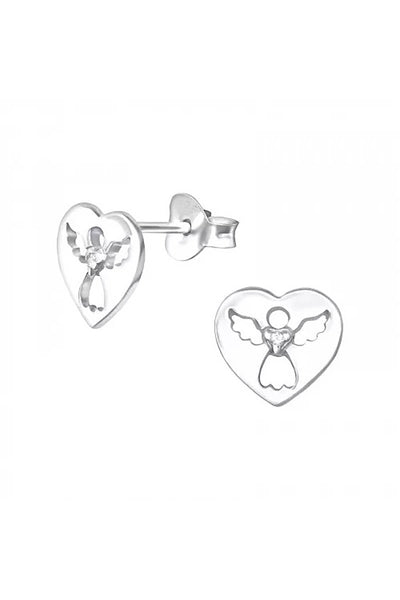 Sterling Silver Angel Ear Studs With Cubic Zirconia - SS