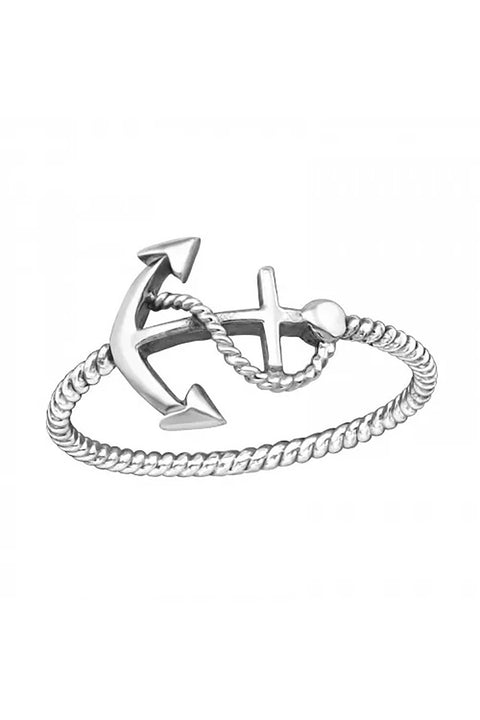 Sterling Silver Anchor Ring - SS