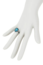 Blue Crystal Pear Ring In Gunmetal - SF