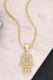 14k Gold Plated Hamsa Pendant Necklace - GF