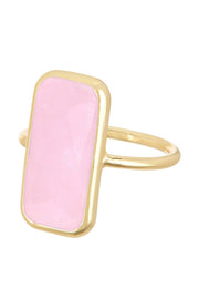 Rose Quartz Rectangle Ring - GF