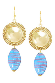 Murano Glass & Vintage Disc Drop Earrings - GF