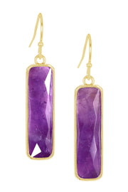 Amethyst Rectangle Drop Earrings - GF