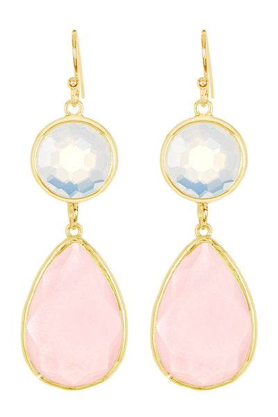 Rose & Moonstone Crystal Drop Earrings - GF