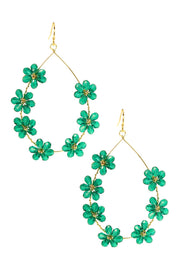 Emerald Austrian Crystal Flower Bloom Drop Earrings - GF