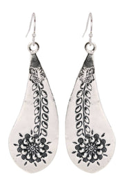 Hammered Flower Blossom Drop Earrings - SF