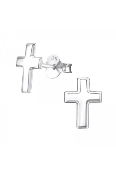 Sterling Silver Cross Ear Studs - SS