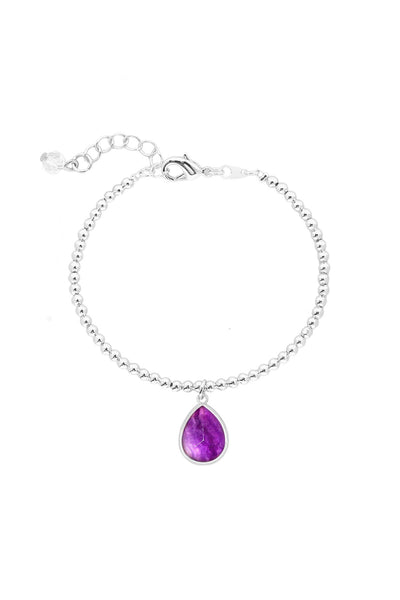 Amethyst Beaded Charm Bracelet - SF