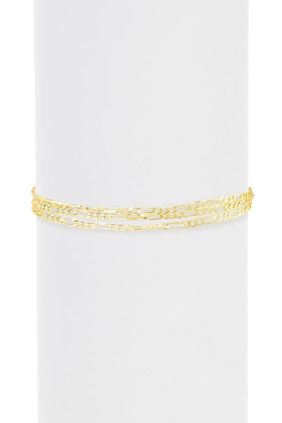 3 Strand Figaro Chain Bracelet - GP