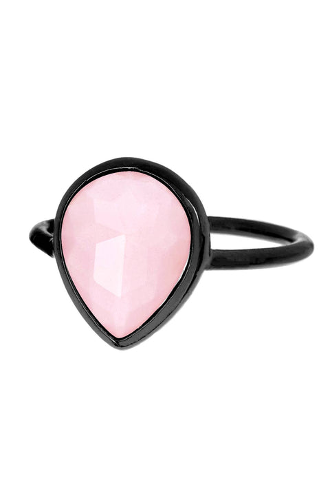 Rose Crystal Pear Ring In Gunmetal - SF