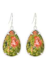 Unakite Fancy Cut Drop Earrings - SF