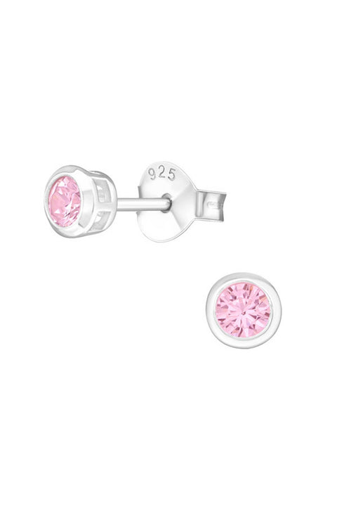 Sterling Silver Round 3mm Ear Studs With Cubic Zirconia - SS