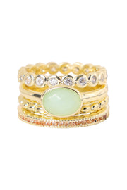 Amazonite & CZ Stack Ring Set - GF