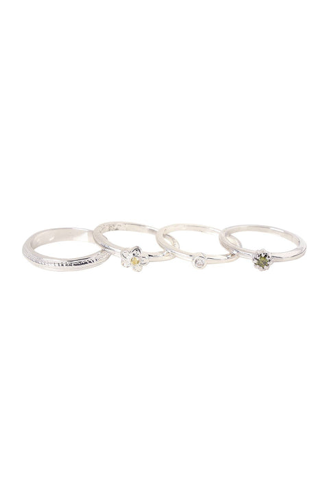 CZ Flower Bloom Stack Ring Set - SF