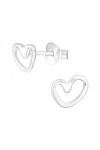 Sterling Silver Heart Ear Studs - SS