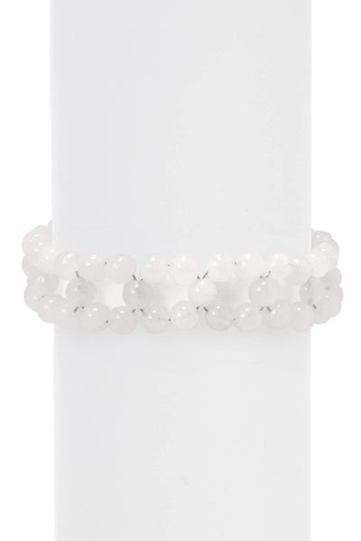 White Jade 6mm Beads Braided Bracelet - GF