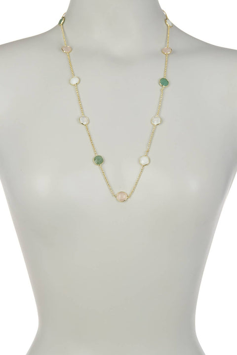 Mixed Gemstone Station Necklace - GF