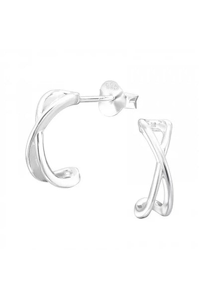 Sterling Silver Half Hoop Ear Studs - SS