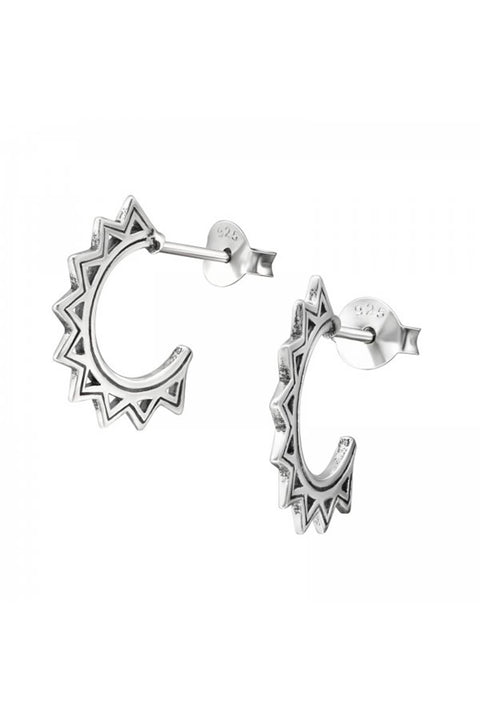 Sterling Silver Half Hoop Ear Studs - SS