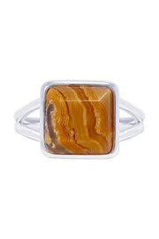 Crazy Lace Agate Square Cut Ring - SF