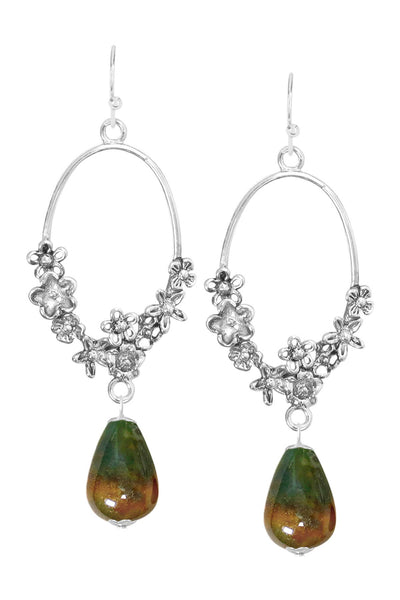 Mixed Jasper & Blossoms Drop Earrings - SF