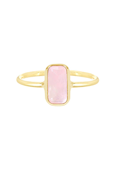 Rose Quartz Petite Rectangle Ring - GF