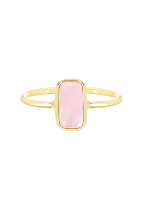 Rose Quartz Petite Rectangle Ring - GF