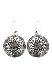 Hammered Flower Disc Earrings - SF